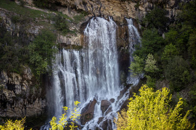 Scenic view of waterfall in forest