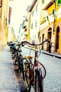 Bicycles parked on street