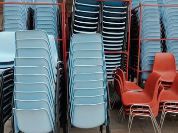 Stacked chairs arranged