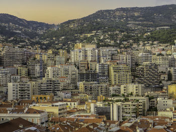 High angle view of townscape against sky