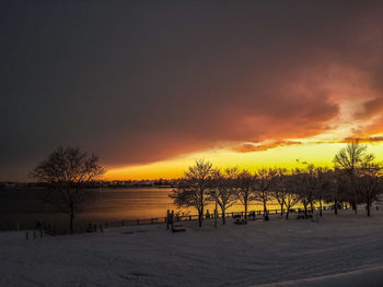 Scenic view of landscape at sunset