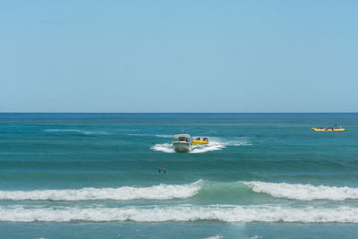 Scenic view of sea against clear sky