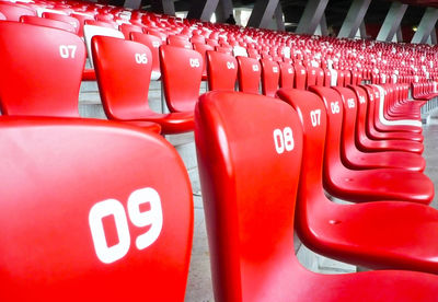 Empty seats in row at stadium