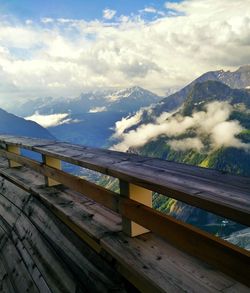 Scenic view of mountains against cloudy sky