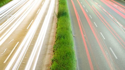 High angle view of road in city