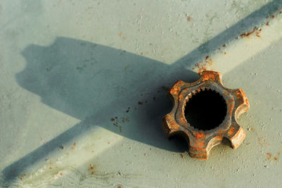 High angle view of rusty metal