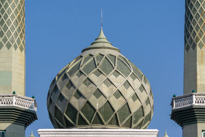 Low angle view of buildings against clear sky