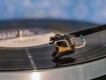 Close-up of turntable