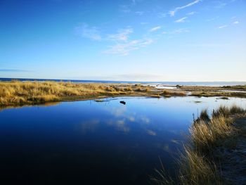 Scenic view of lake against sky