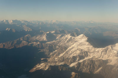 Aerial view of mountains against sky