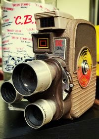 Close-up of old camera
