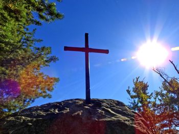 Low angle view of bright sun