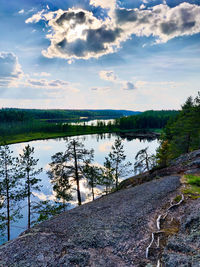 Scenic view of lake against sky