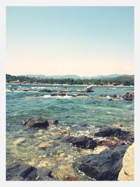 Scenic view of sea against clear sky