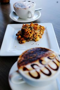 High angle view of breakfast on table