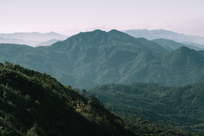 High angle view of mountains against sky