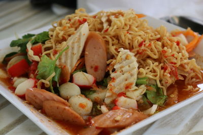 Close-up of meal served in plate