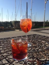 Close-up of beer in glass