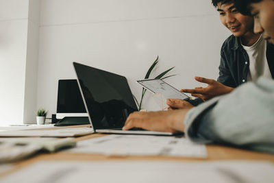 Man working on table