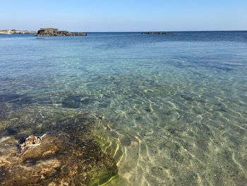 Scenic view of sea against clear sky