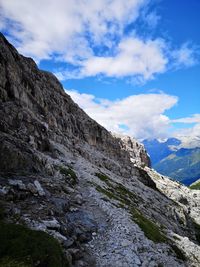 Low angle view of mountain against sky