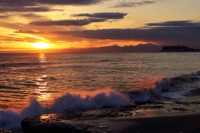 Scenic view of sea during sunset