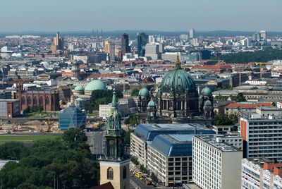 High angle view of cityscape against sky