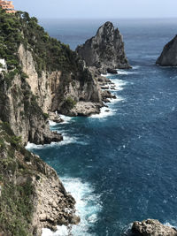 Scenic view of sea against clear sky