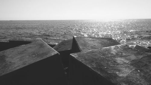Close-up of sea against clear sky