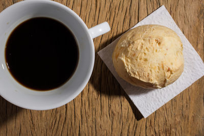 Directly above shot of coffee cup on table