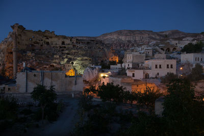 Buildings against mountain at cappadocia