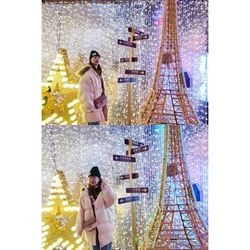 Full length portrait of young woman photographing