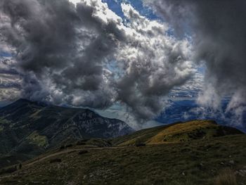 Scenic view of mountains against sky