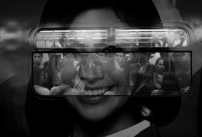 Reflection of woman in water