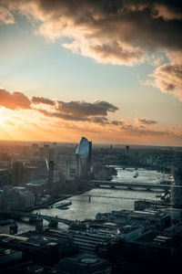 View of london against cloudy sky during sunset