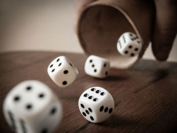 Close-up of coins on table