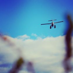 Low angle view of airplane flying in sky