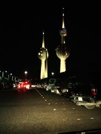 Illuminated city at night