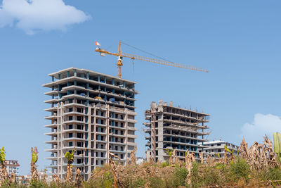 Construction site in a field in southern turkey. new residential complex.