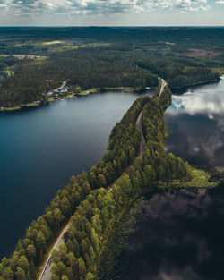 High angle view of river against sky