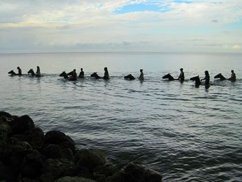 View of sea against cloudy sky