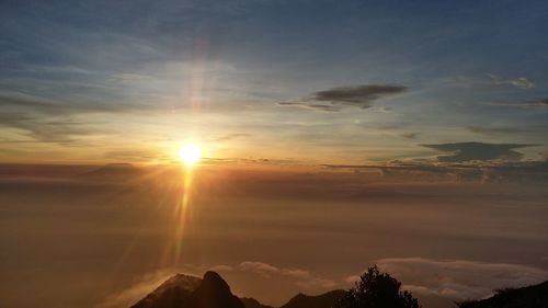 Scenic view of silhouette landscape against sky during sunset