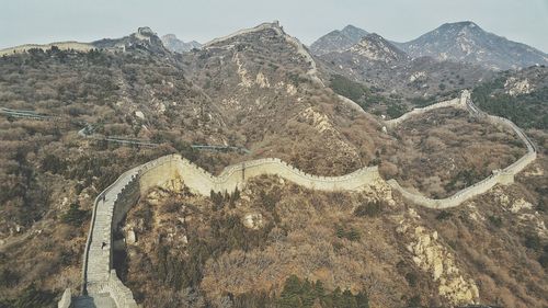 High angle view of dam against sky