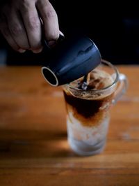 Close-up of coffee cup on table