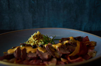 Close-up of meal served in plate