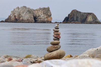 Totem pebble colorful beach