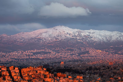 View of northern athens and penteli mountain from lycabettus hill.