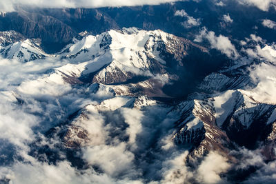 Aerial view of snowcapped mountains