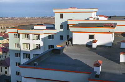 High angle view of townscape against sky