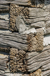 Full frame shot of log cabin